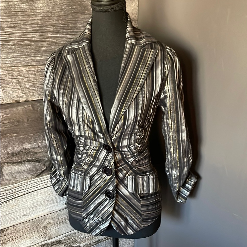 Striped Black and Silver Women's Blazer